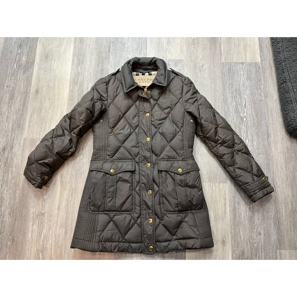 Burberry Quilted Trench Coat in Dark Brown